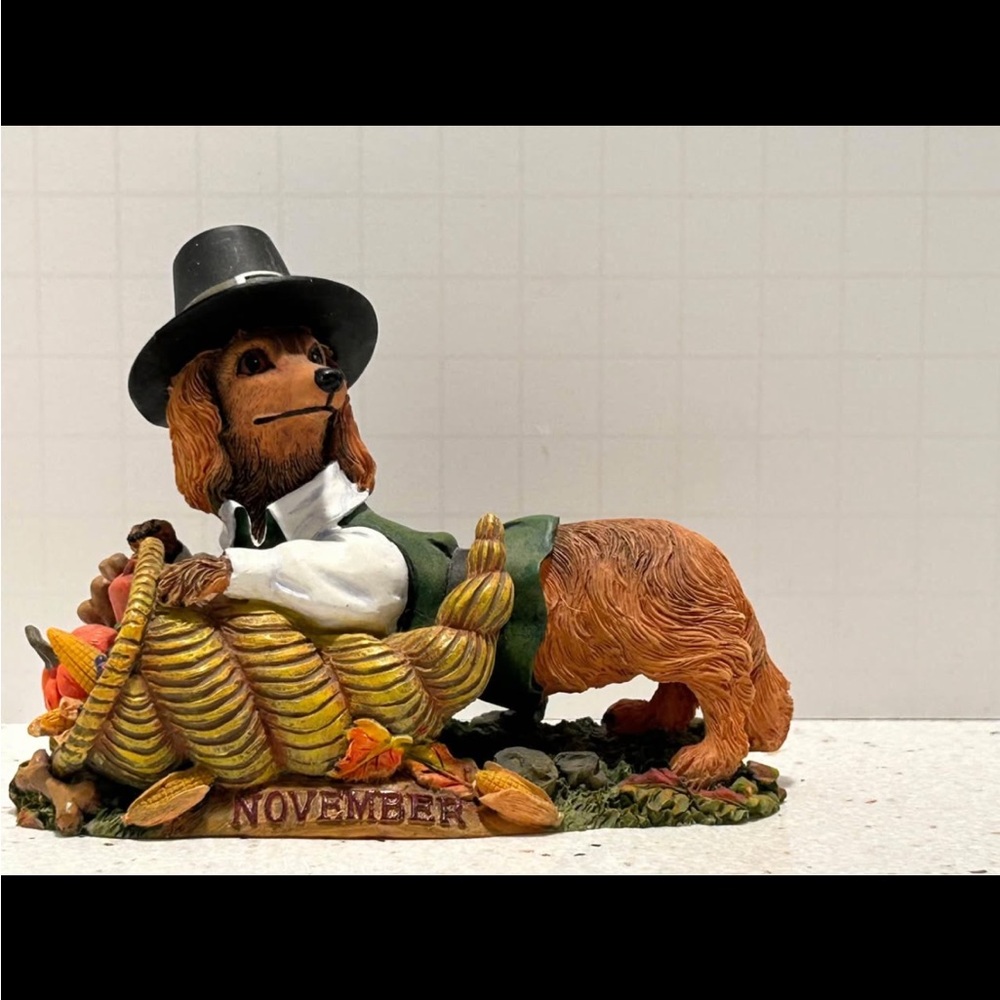 November Dog Figurine with Cornucopia